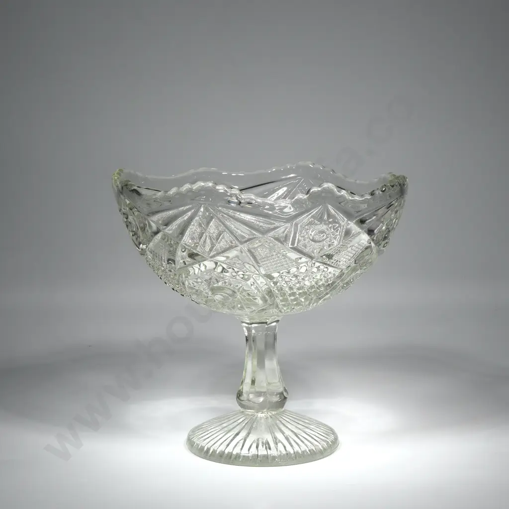 Pressed Glass Fruit Bowl And Cake Holder  Image 1++