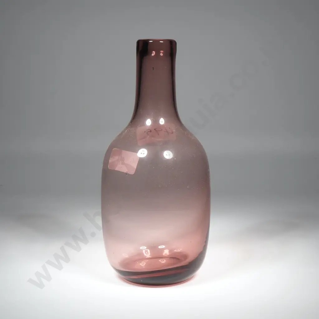 Art Glass Amethyst Purple Art Glass Bottle Vase Of Bulbous Form w Narrow Mouth  Image 1++