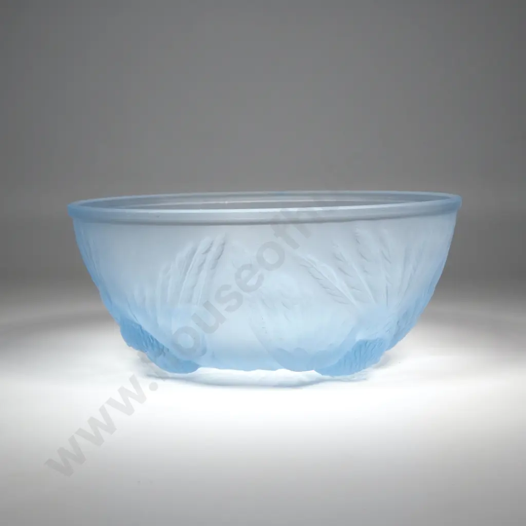 English Jobling Art Deco Glass Doves Bowl - Circa 1930 Image 1++