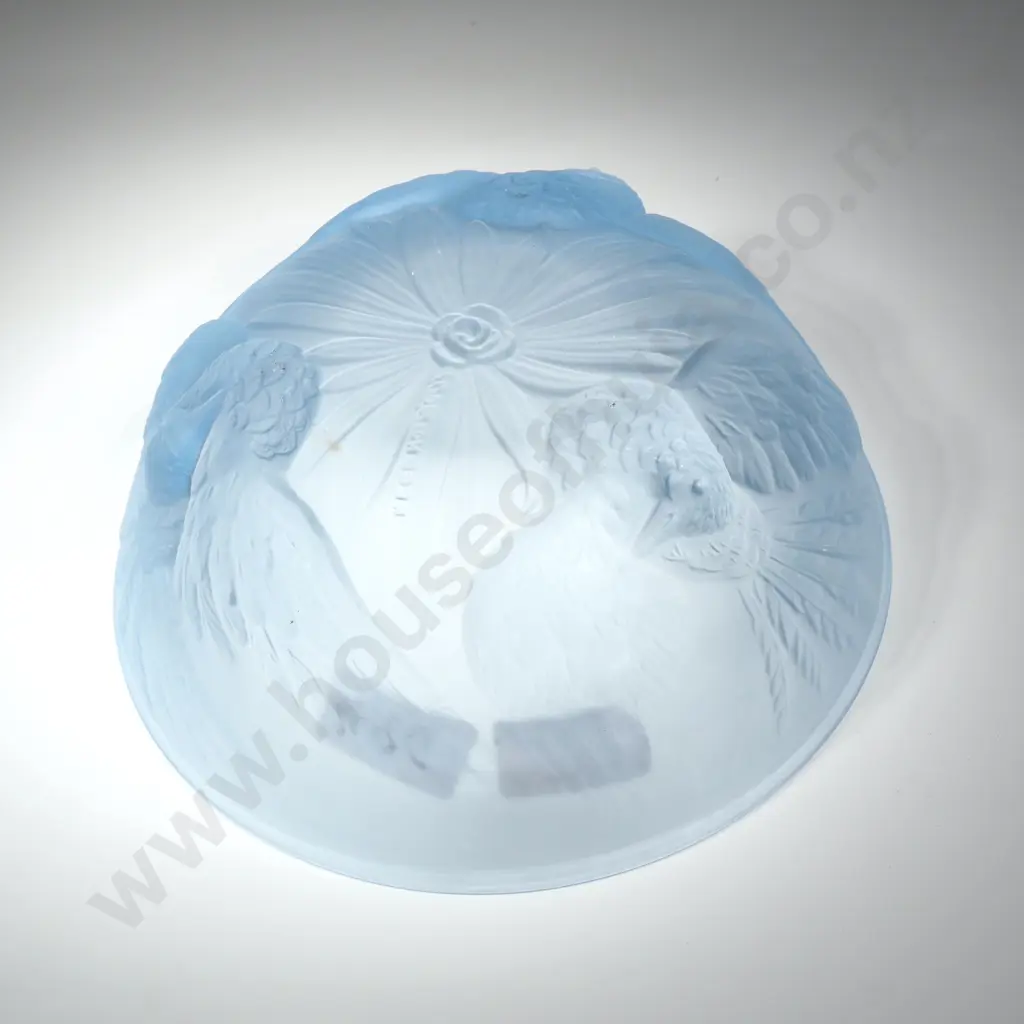 English Jobling Art Deco Glass Doves Bowl - Circa 1930 Image 1++