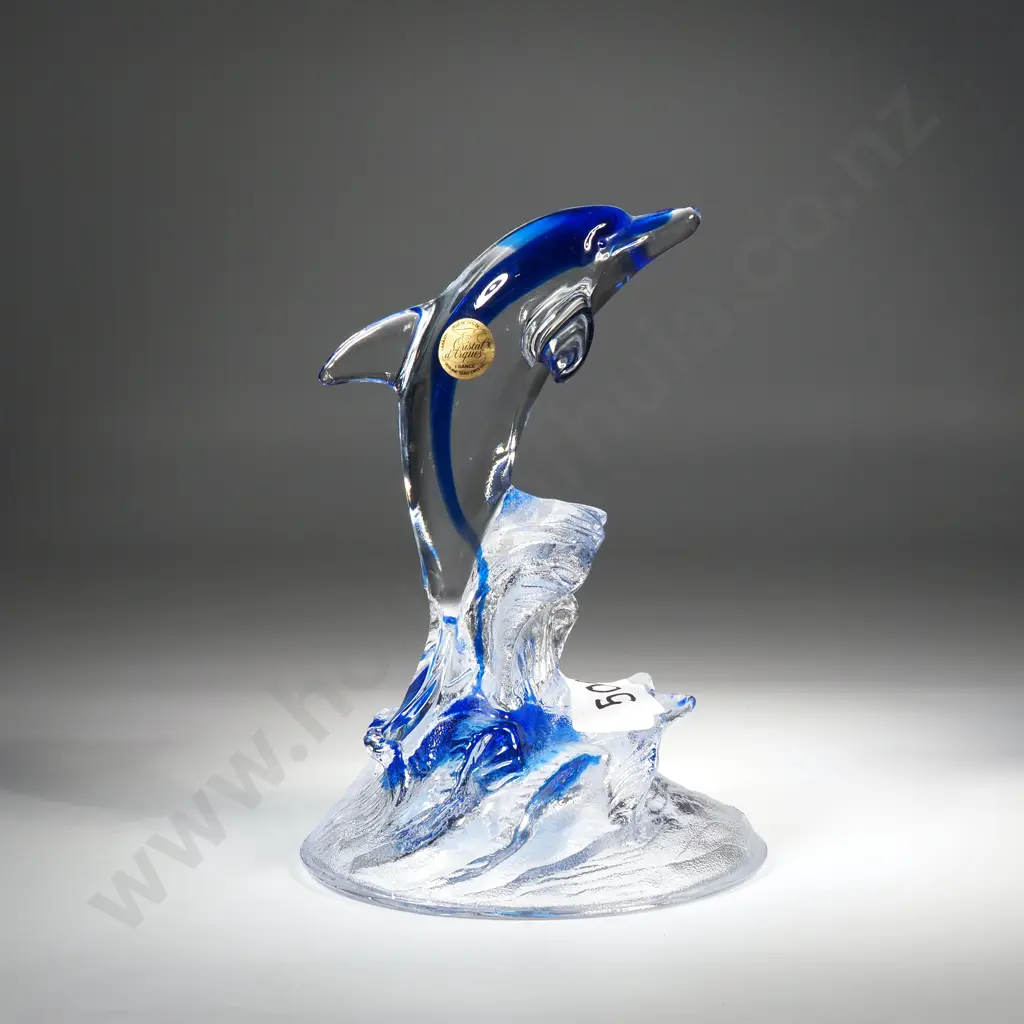 Vintage Cristal D' Arques of France Genuine Lead Crystal Dolphin Jumping Figure Image 1++
