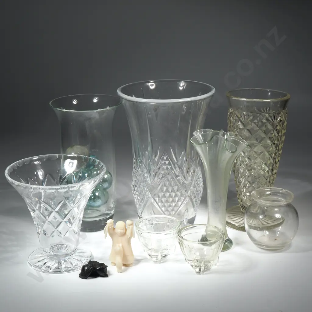 Assorted Lot of Glass & Crystal Vases Image 1++