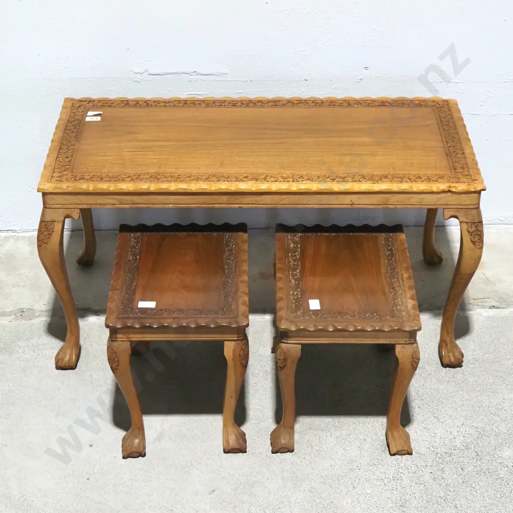 Vintage Coffee Table  With Two Side Tables Below Image 1++