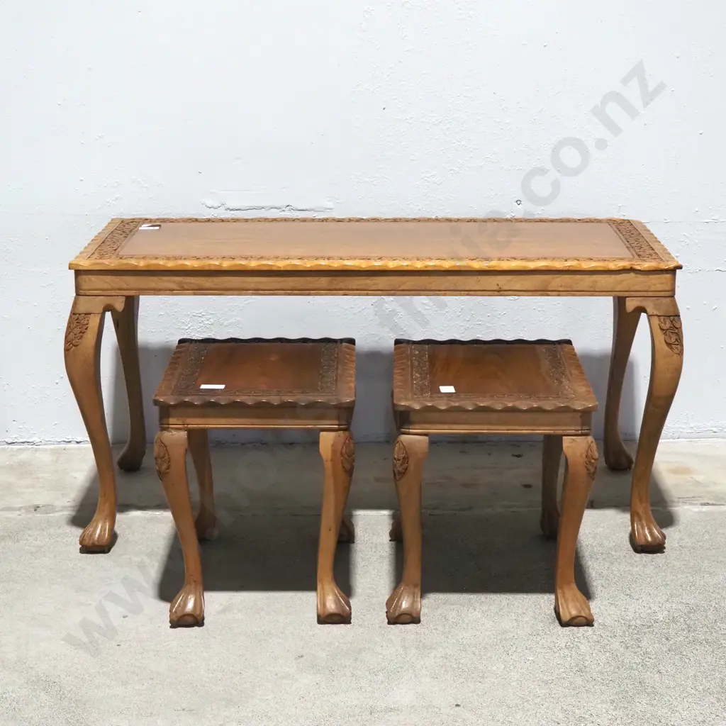 Vintage Coffee Table  With Two Side Tables Below Image 1++