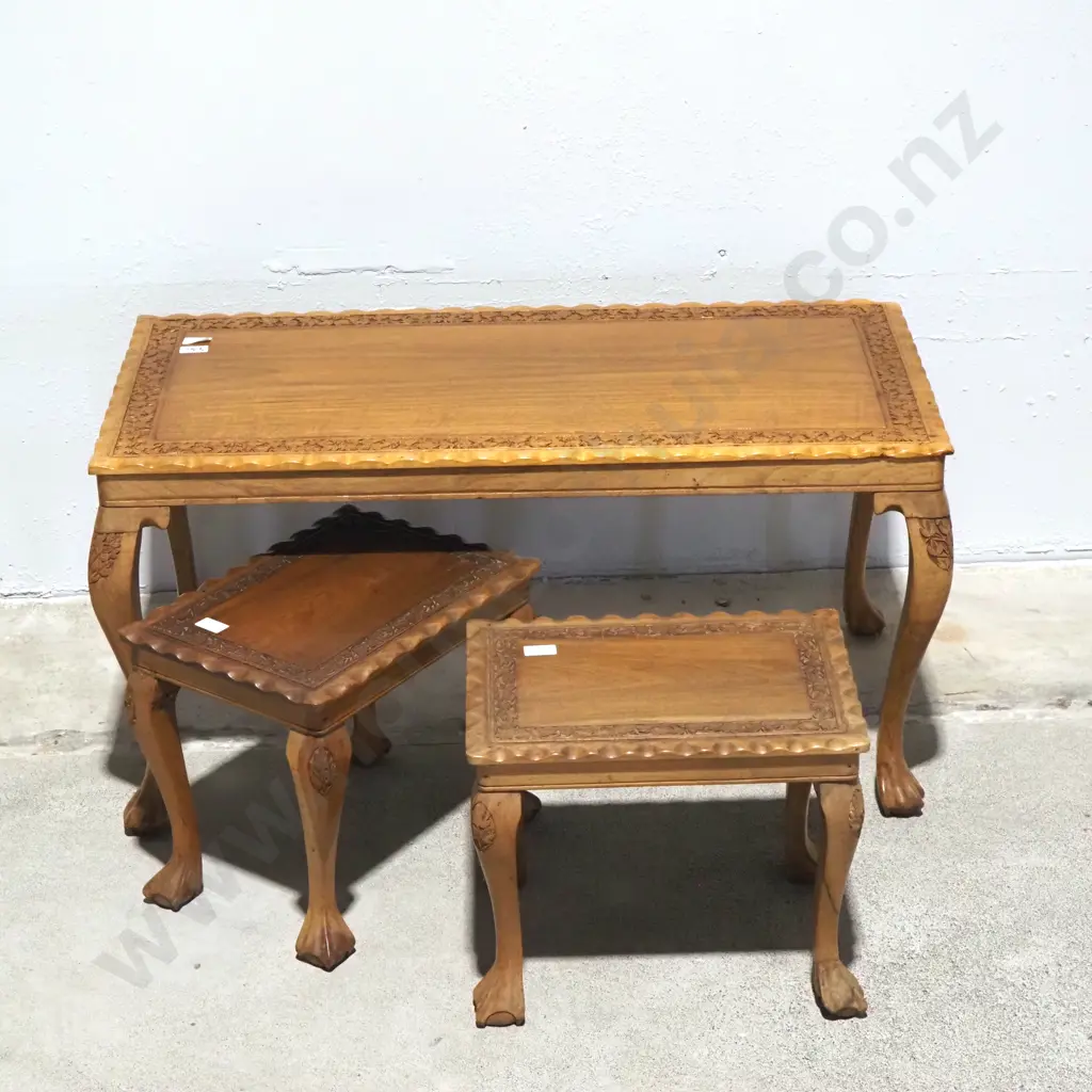 Vintage Coffee Table  With Two Side Tables Below Image 1++