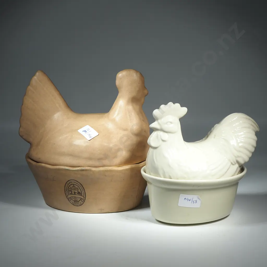A Hen Nest  & a Casserole Dish - Original Earthenware Colonial Range Image 1++