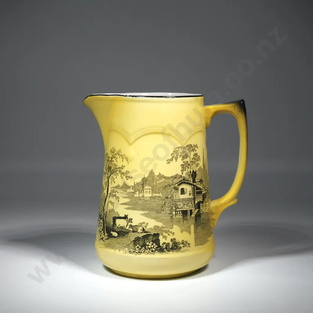 Crown Porcelain Yellow Oriental Motif Jug Image 1++