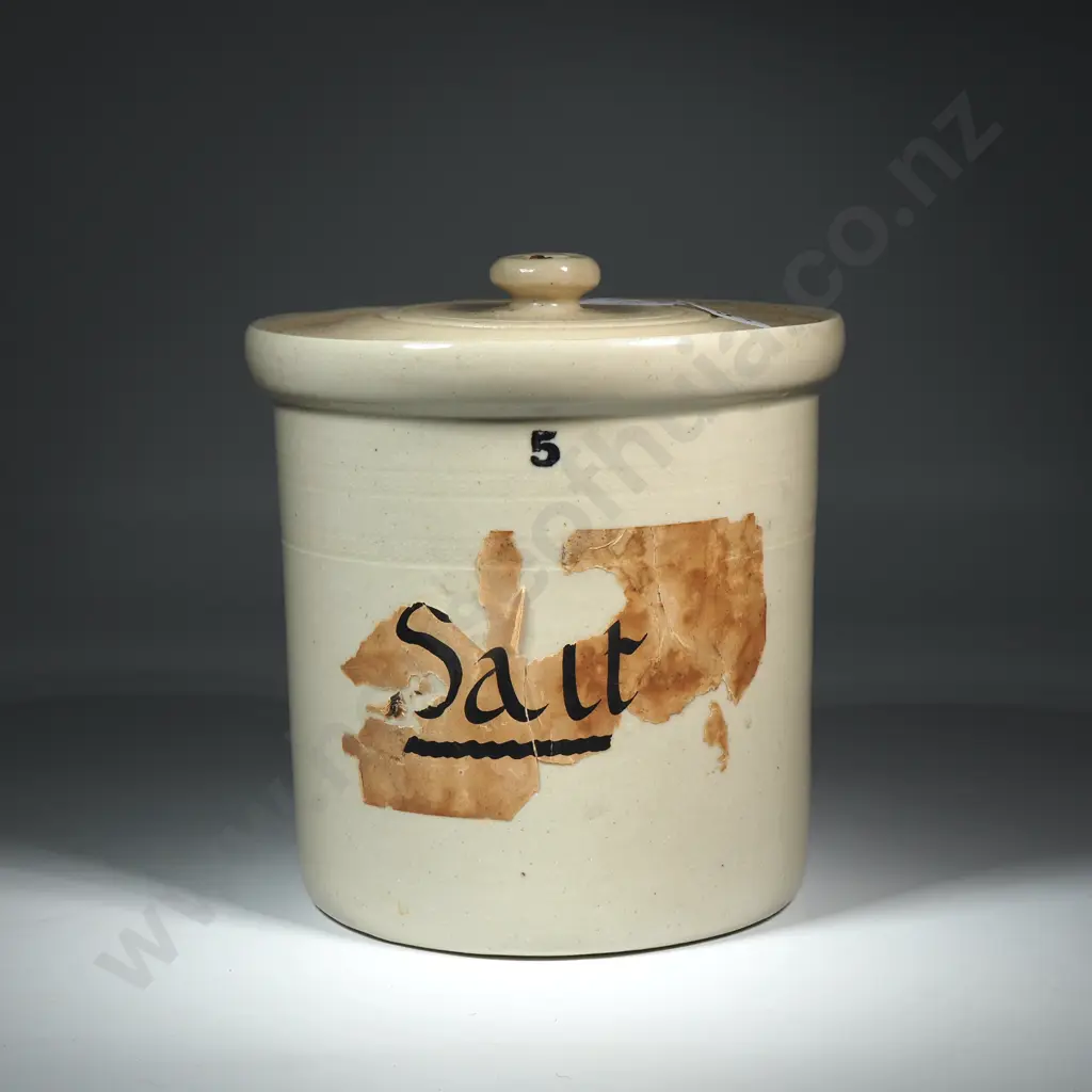 Vintage Salt Crock With Lid. Marked 5 Image 1++