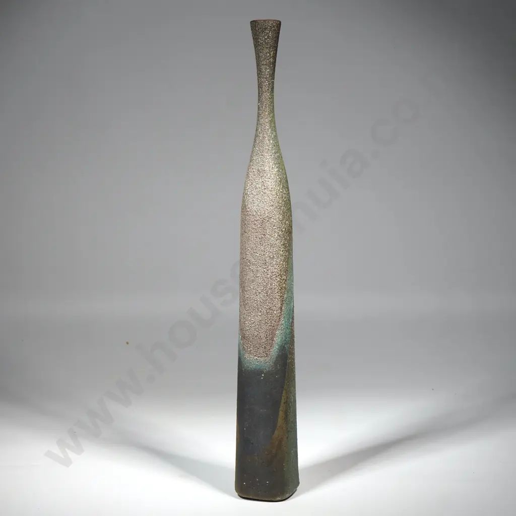 Aina Apse, Pottery Bottle w Turquoise Accents On  A Grey Ground. H 390mm Image 1++