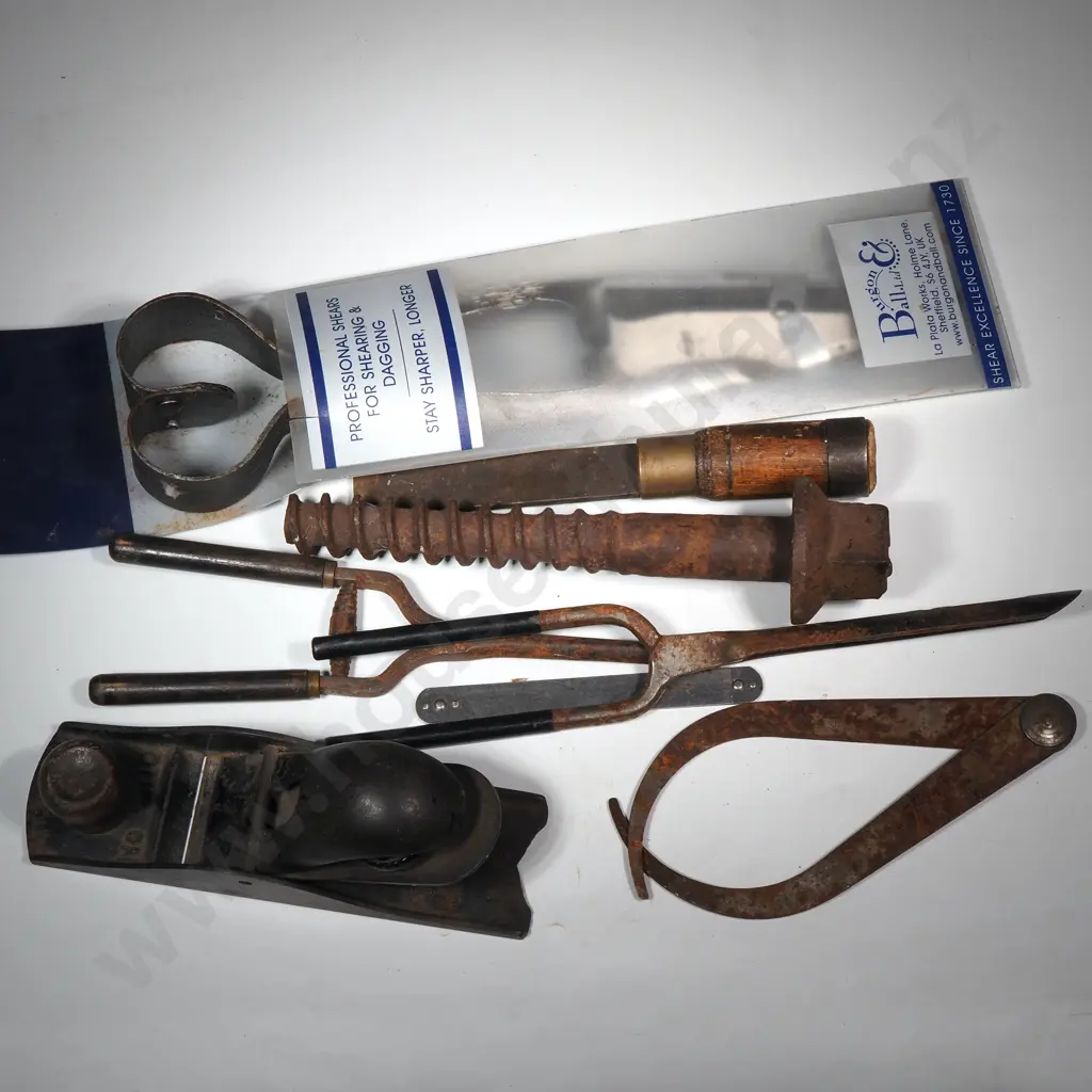 Vintage Stanley No 110 Block Plane, Burgeon & Ball Shears For Shearing & Daggs (MIB), Curling Tongs, Vintage Chisel, Image 1++