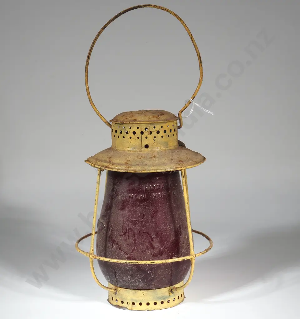 Vintage Red Glass Lantern - Possibly A Railway Lantern Image 1++