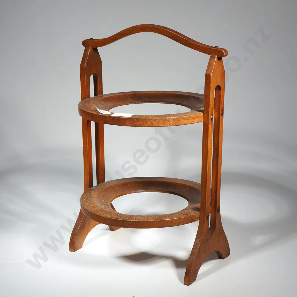 Vintage Oak Two Tier Cake Stand Image 1++