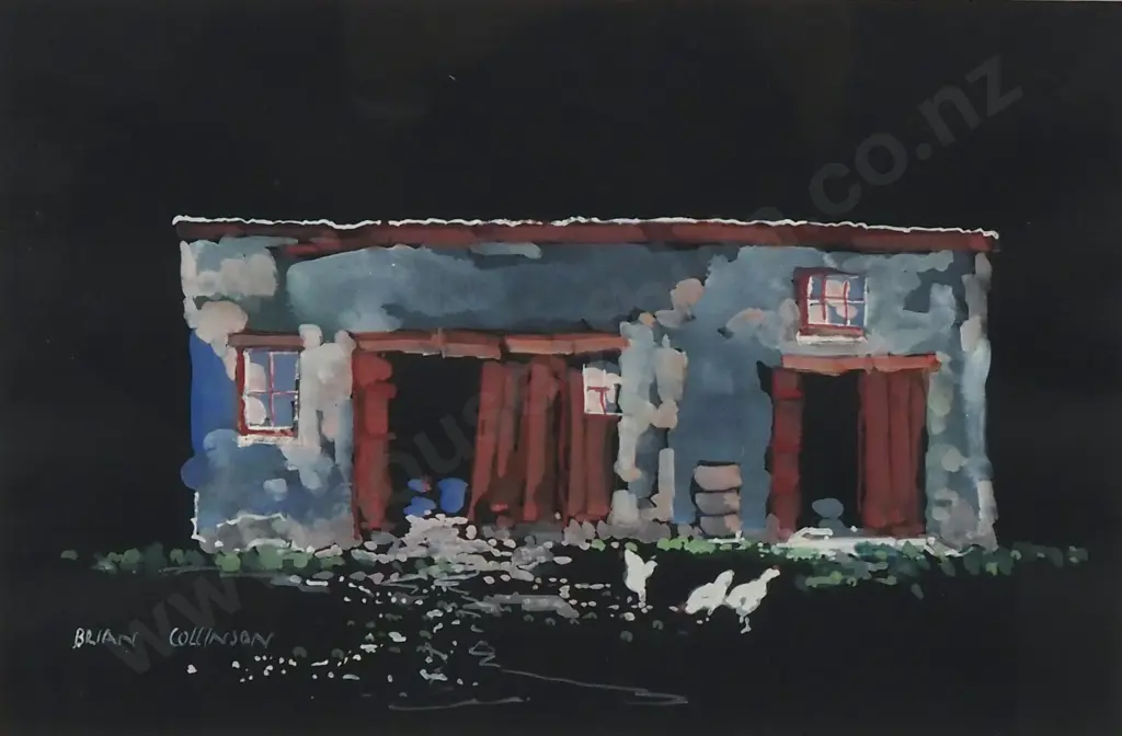 Brian Collinson - Kyeburn - Water Colour & Gouache on Black Ground - 175mm X 260mm, Signed AF Image 1++