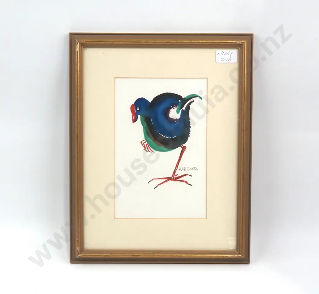 RH Reid - Pukeko (left-facing) - Water Colour - 175mm X 110mm - Signed - Dated 2002 Image 1++