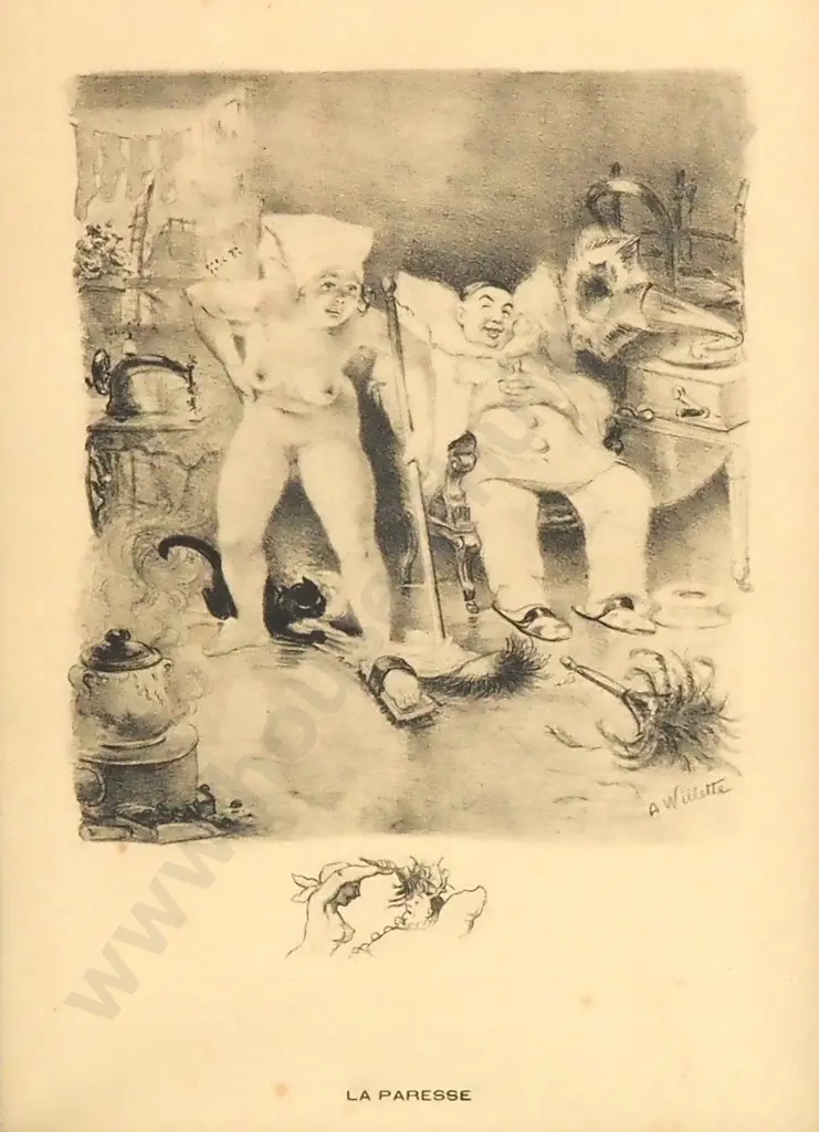 A Willette - La Paresse - Print - 290mm X 205mm Image 1++