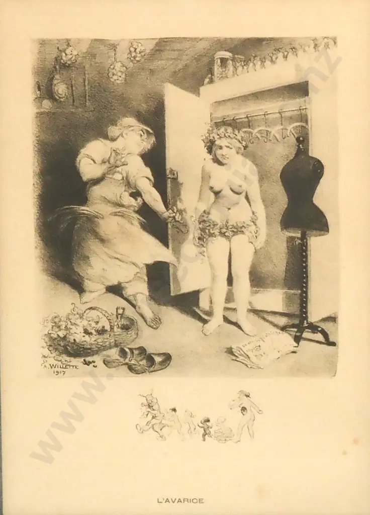 A Willette - L'Avarice - Print - 290mm X 205mm Image 1++