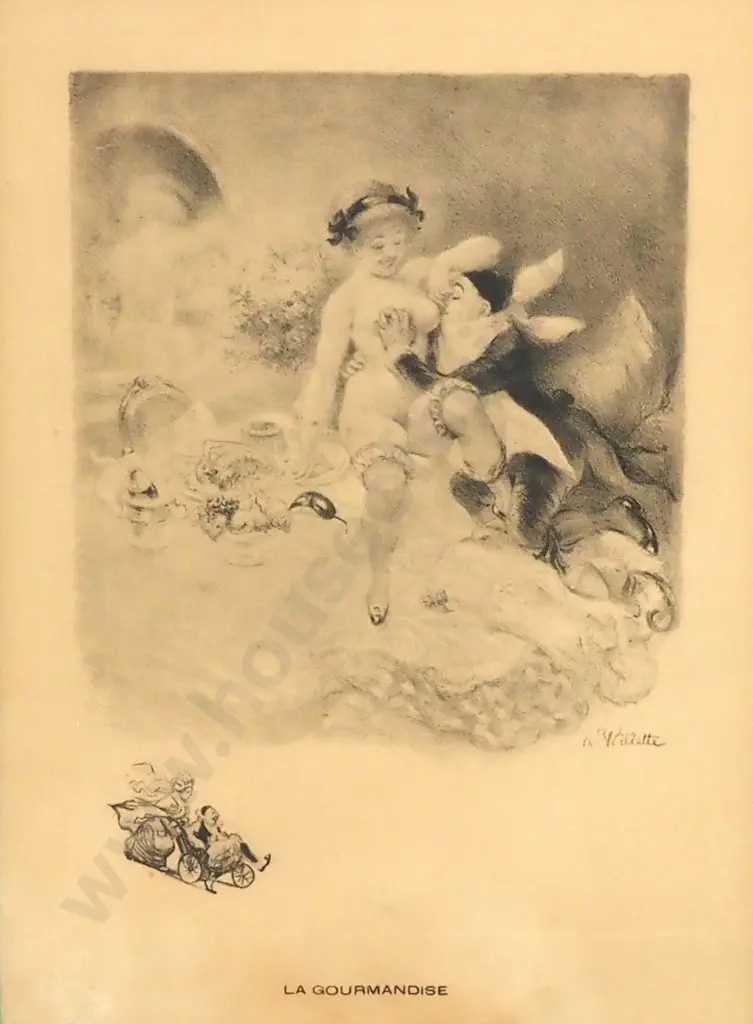 A Willette - La Gourmandise - Print - 290mm X 205mm Image 1++