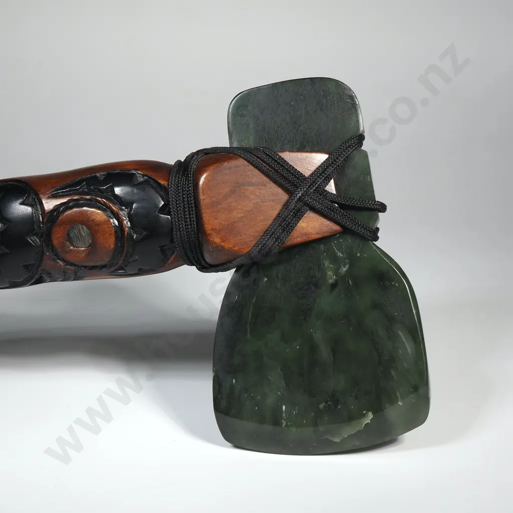 Modern greenstone and wooden handled adze Image 1++