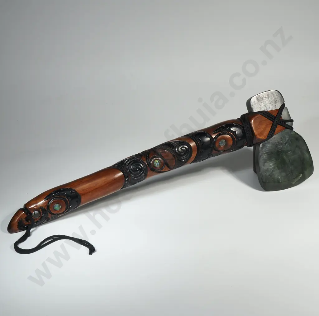 Modern greenstone and wooden handled adze Image 1++