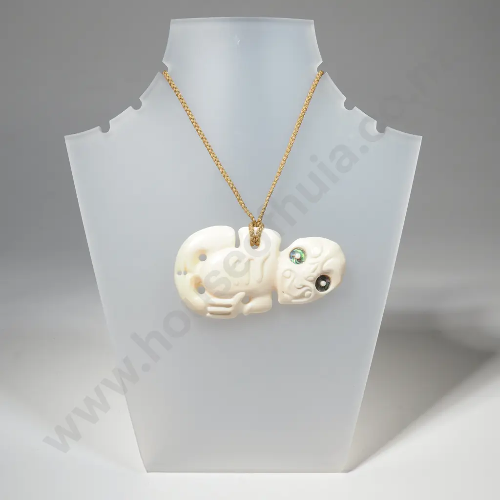 Sperm Whale Tooth Hei Tiki w Paua Inset Eyes Image 1++