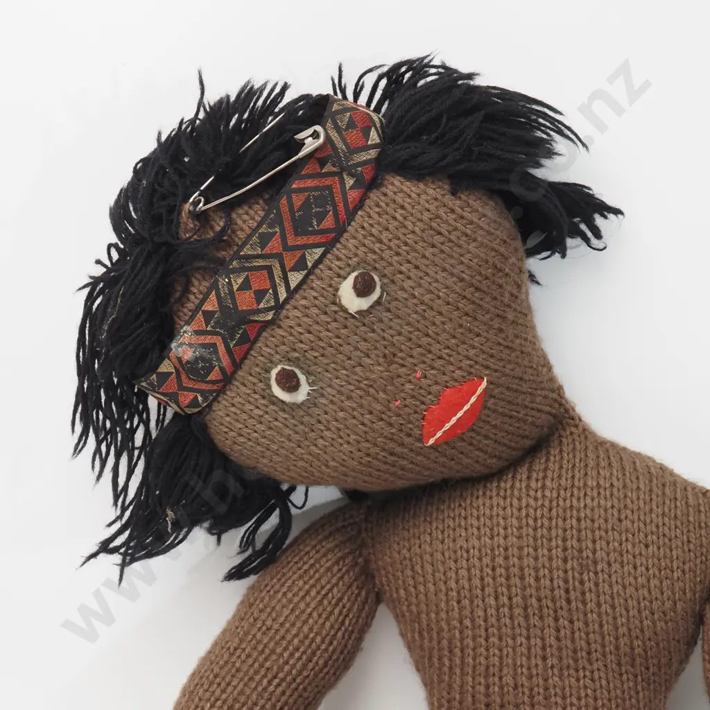 Handknitted Doll Featuring A Maori Patterned Headband Image 1++
