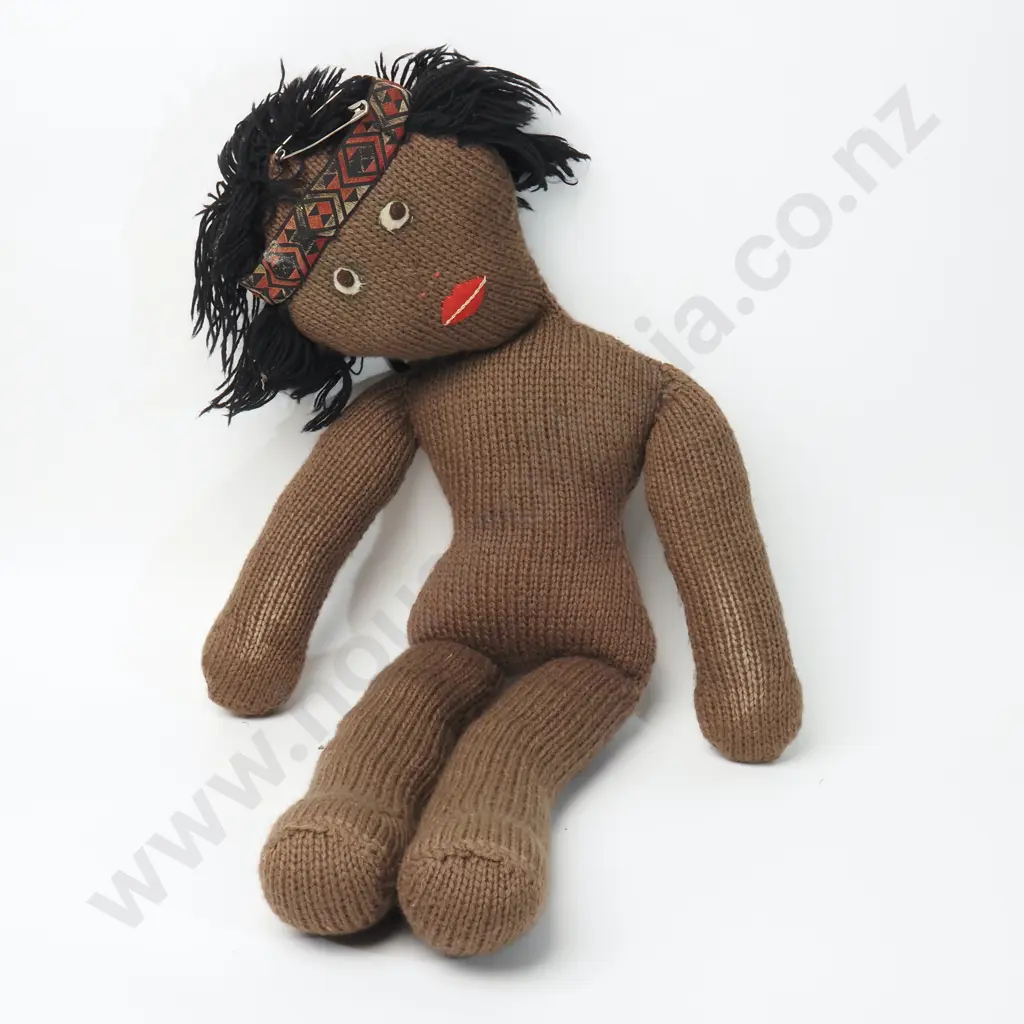 Handknitted Doll Featuring A Maori Patterned Headband Image 1++
