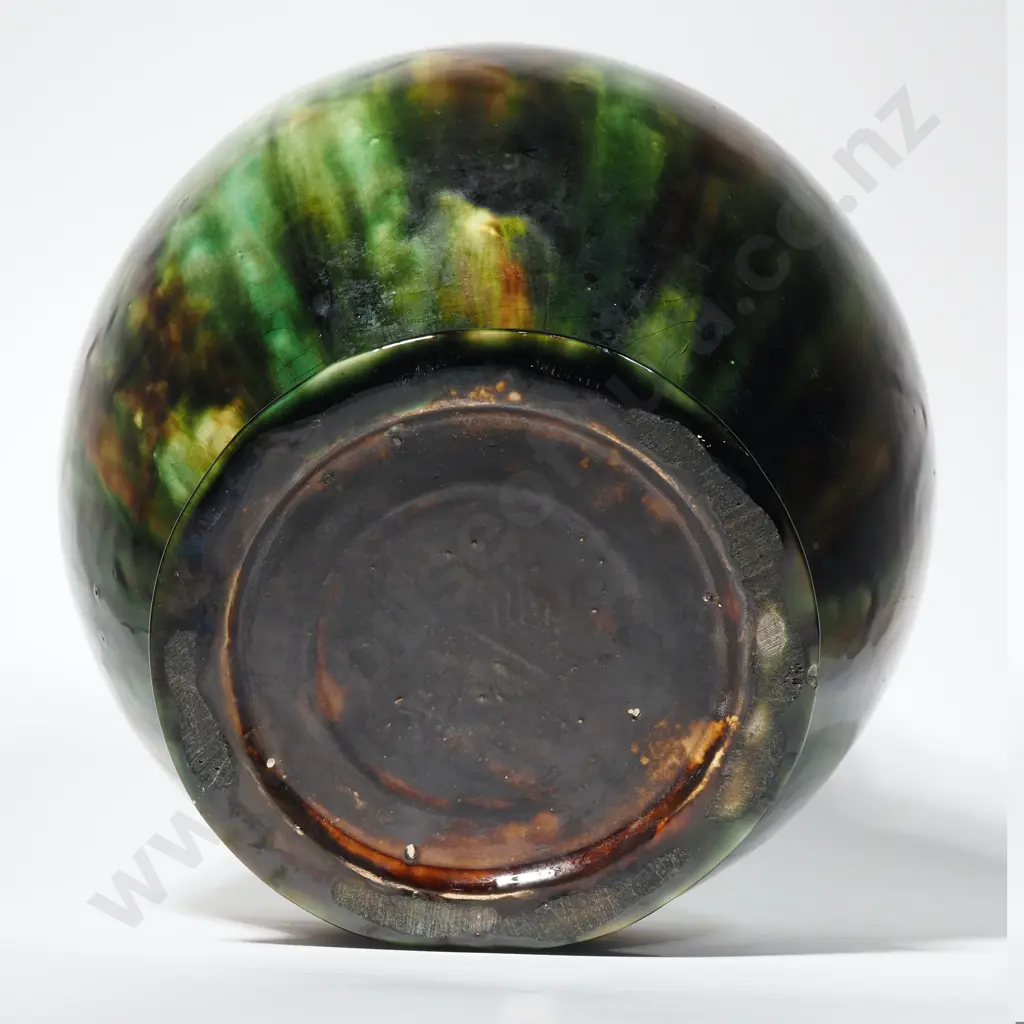 Large Pottery Vase With A Green & Brown Drip Glaze. Most likely Milton Potteries Image 1++