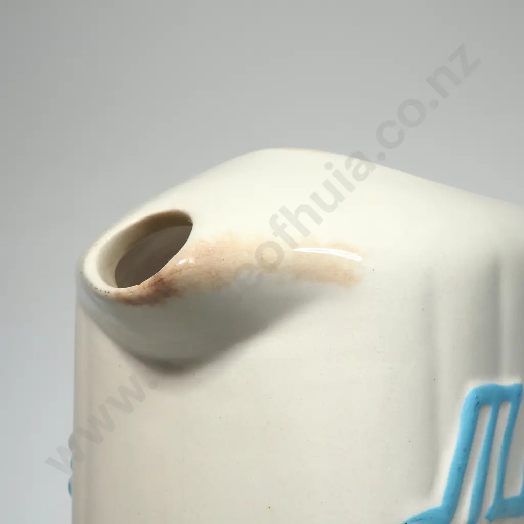 Crown Lynn White McAlpine  Refrigerator  Jug w Light Blue Lettering Image 1++