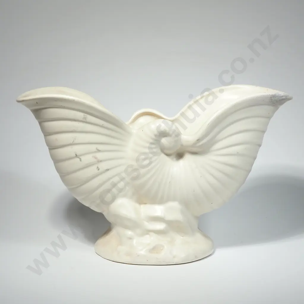 Crown Lynn Nautilus Vase  .550 (a/f) & Small Crown Lynn Trough Vase  No.675 Image 1++