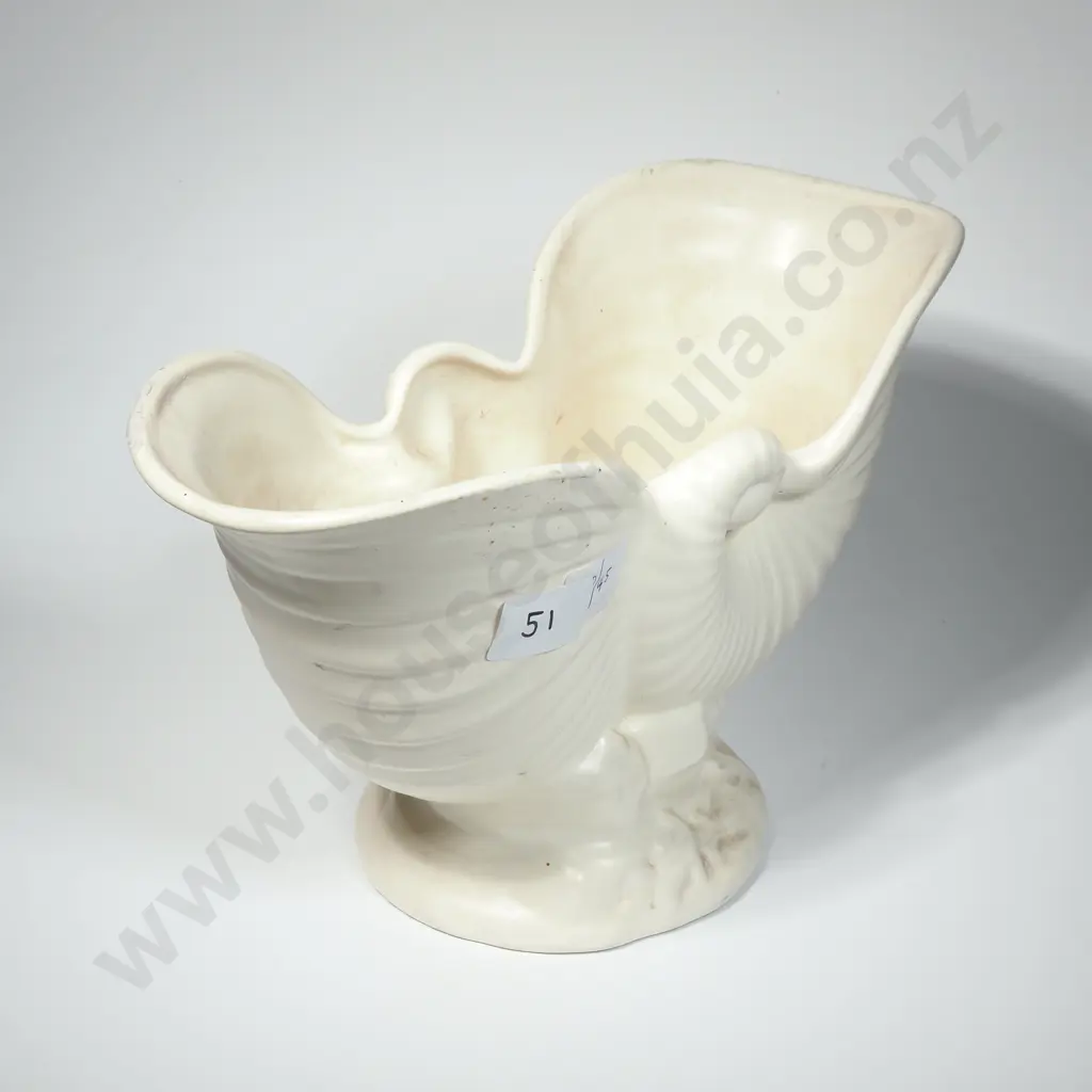 Crown Lynn Nautilus Vase  .550 (a/f) & Small Crown Lynn Trough Vase  No.675 Image 1++