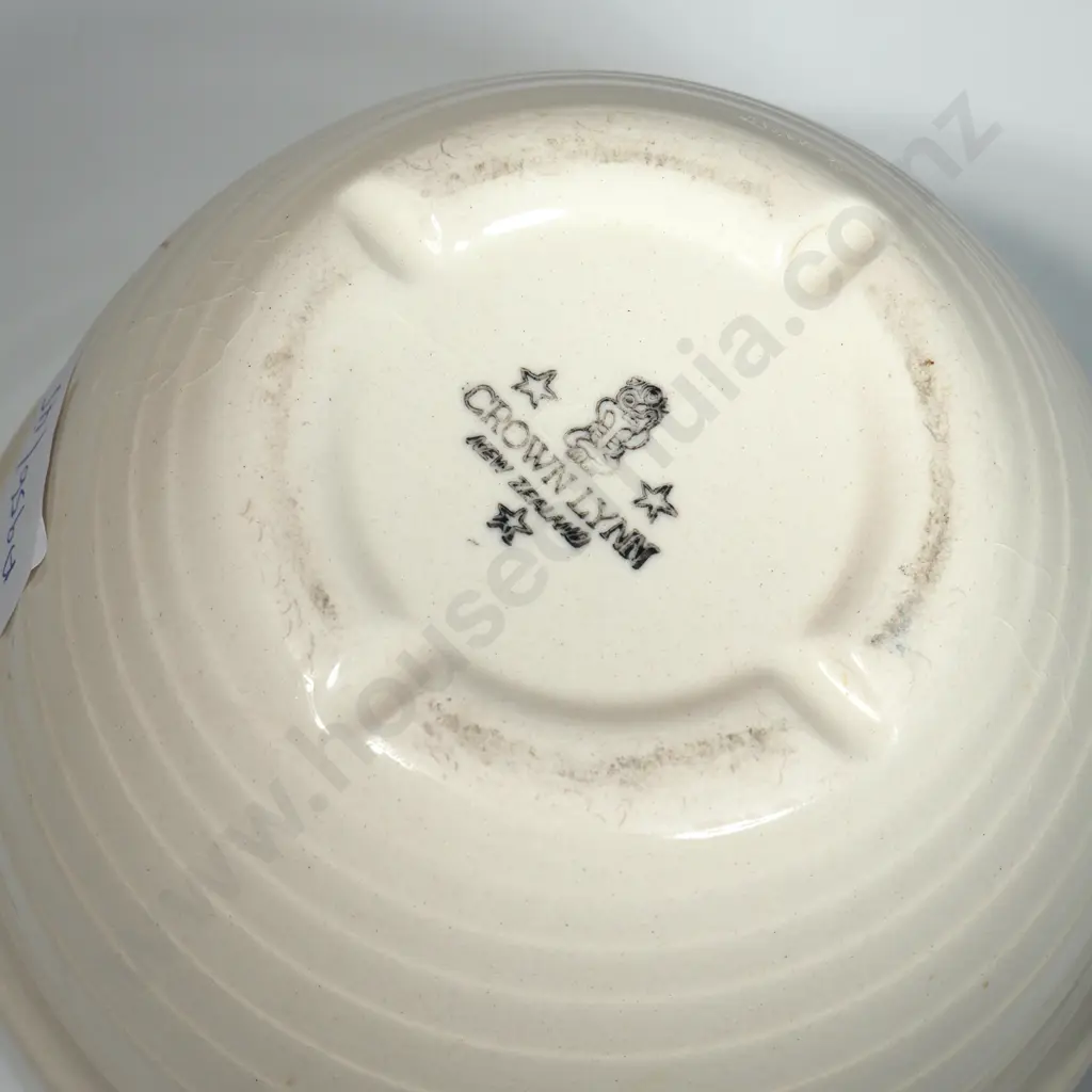 Crown Ware Ribbed Mixing Bowl w Tiki Mark To Base.  Image 1++