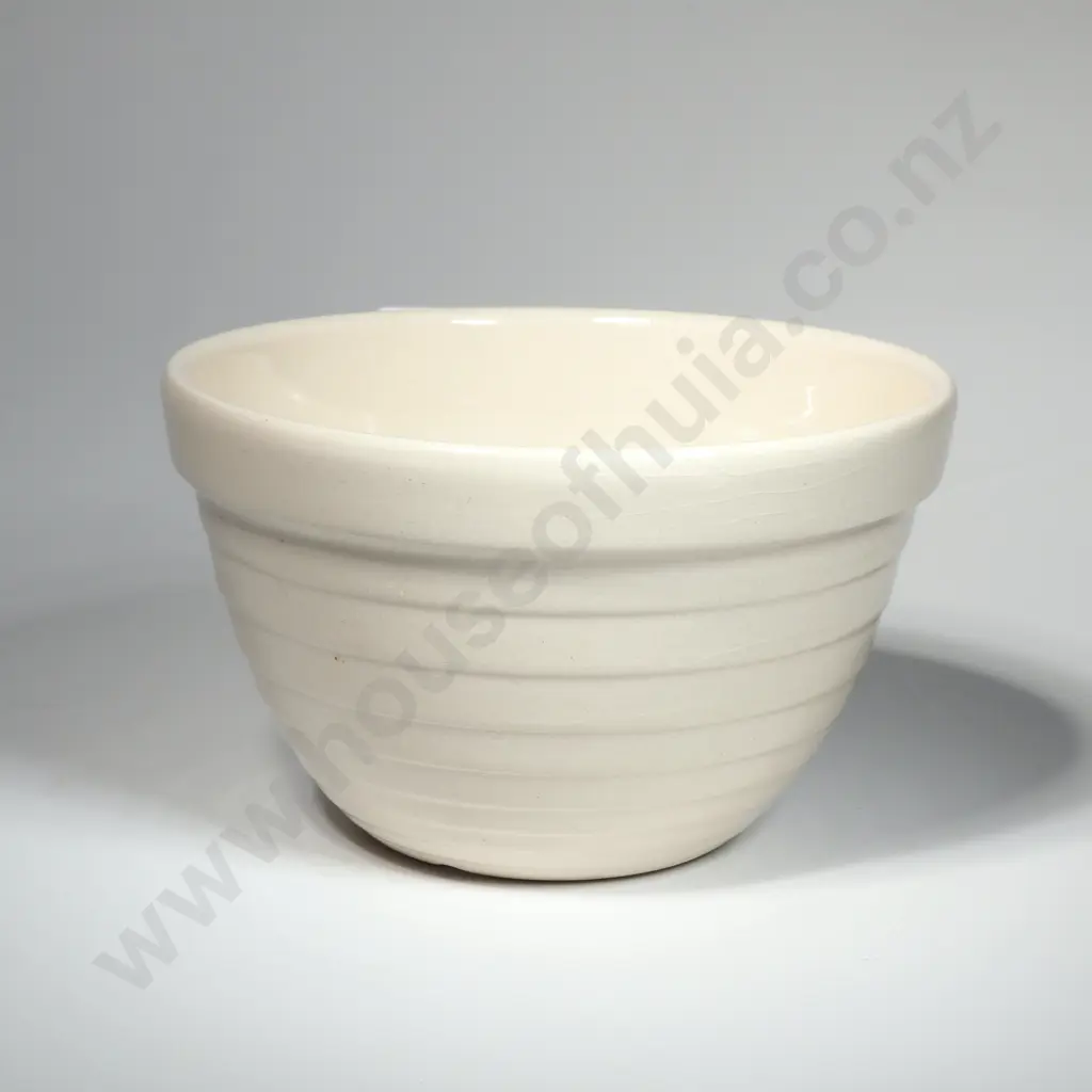 Crown Ware Ribbed Mixing Bowl w Tiki Mark To Base.  Image 1++