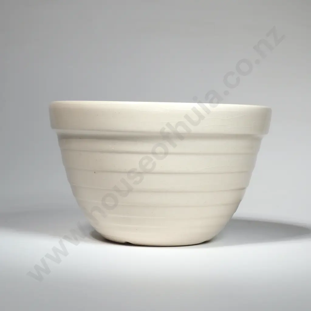 Crown Ware Ribbed Mixing Bowl w Tiki Mark To Base.  Image 1++