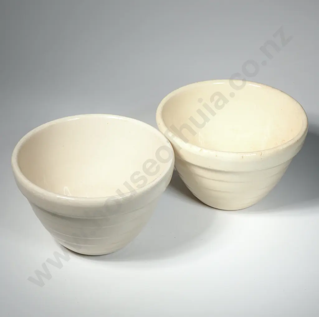 Pair Of Crown Lynn Small Beehive Mixing Bowls w Tiki Mark To Base  Image 1++