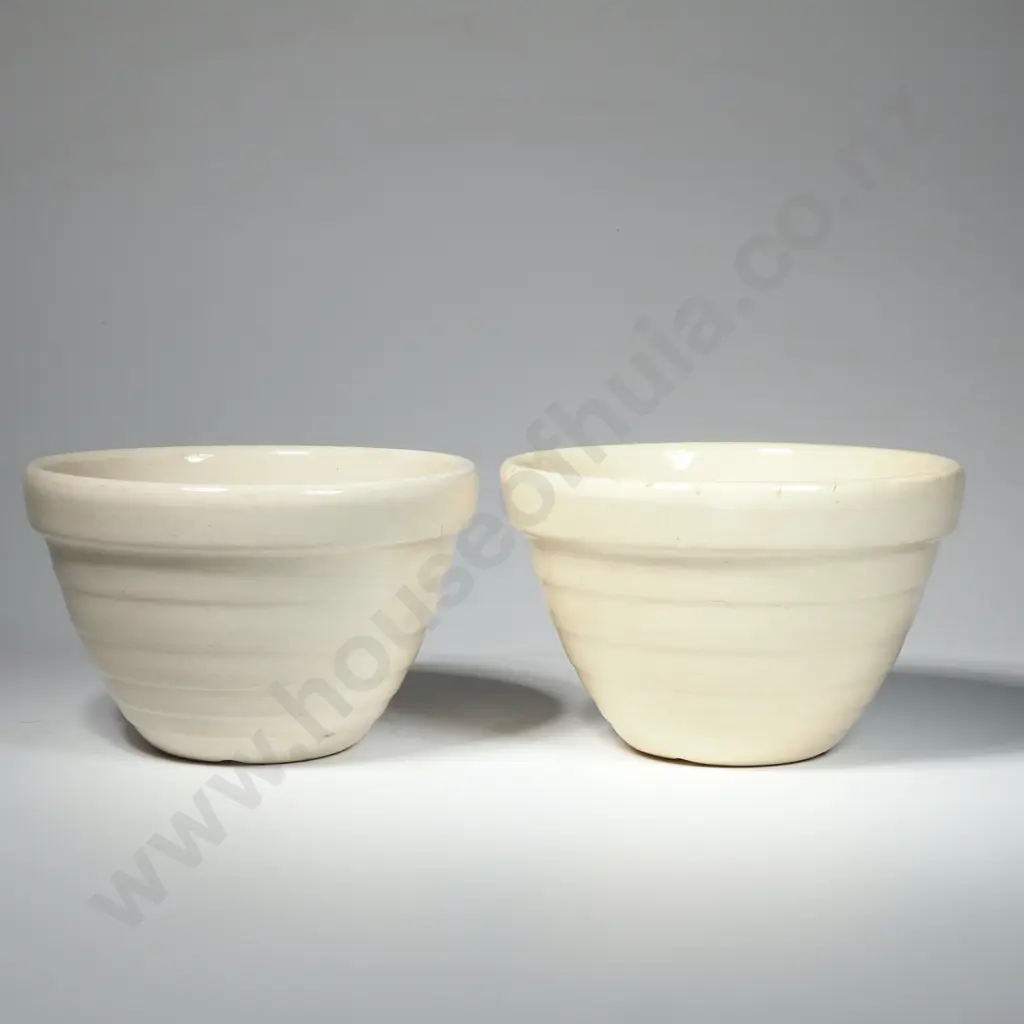 Pair Of Crown Lynn Small Beehive Mixing Bowls w Tiki Mark To Base  Image 1++