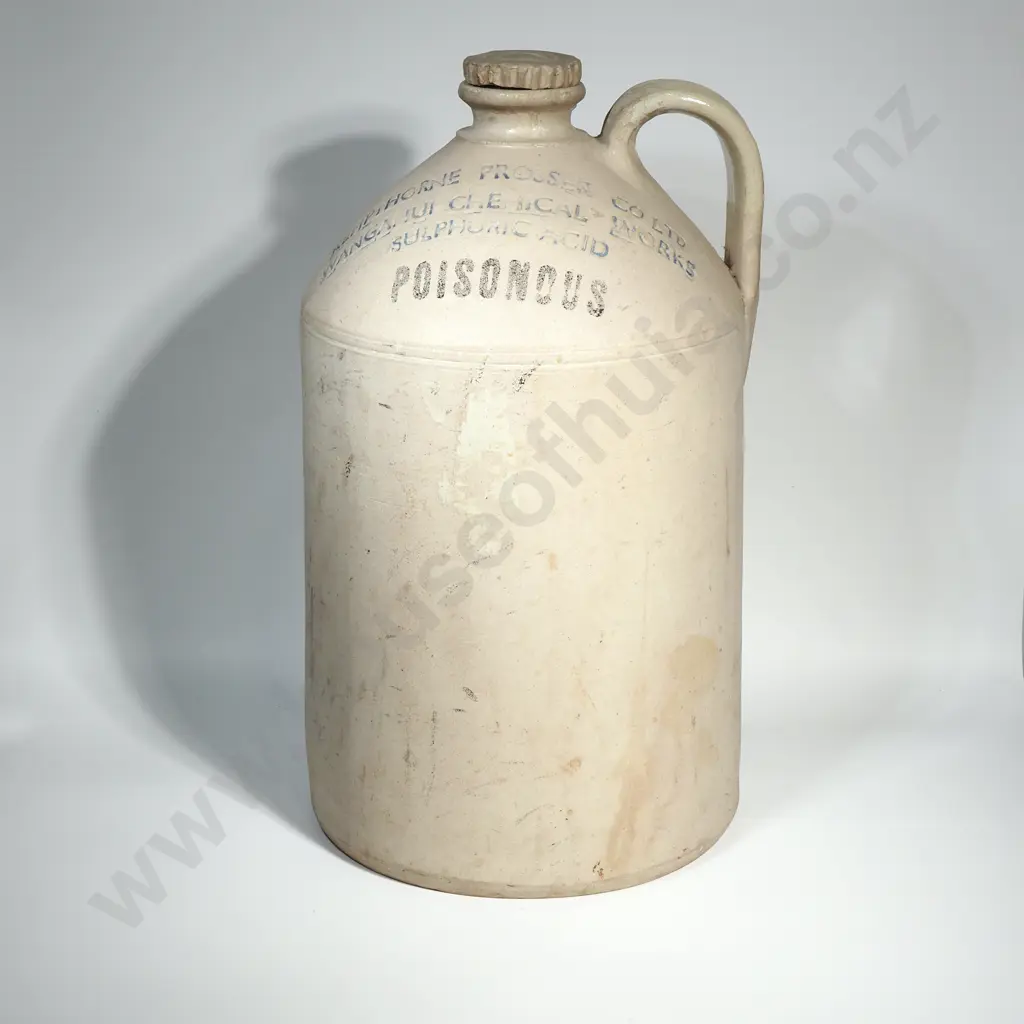 Antique Stoneware Jug - Kempthorne Prosser Co Ltd, Wanganui Chemical Works, Sulphuric Acid Image 1++