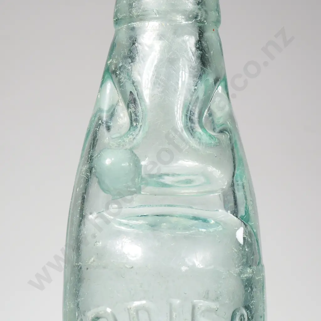 Antique Glass Codd Bottle w Marble  Produced for Purdie & Co. In Dunedin w Maltese Cross Trade Mark, Image 1++