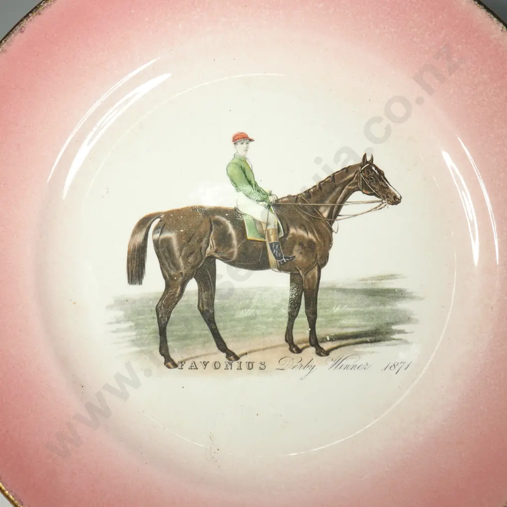 Unusual Crown Lynn Cabinet Plate illustrated w Favonius Derby Winner 1871 Image 1++