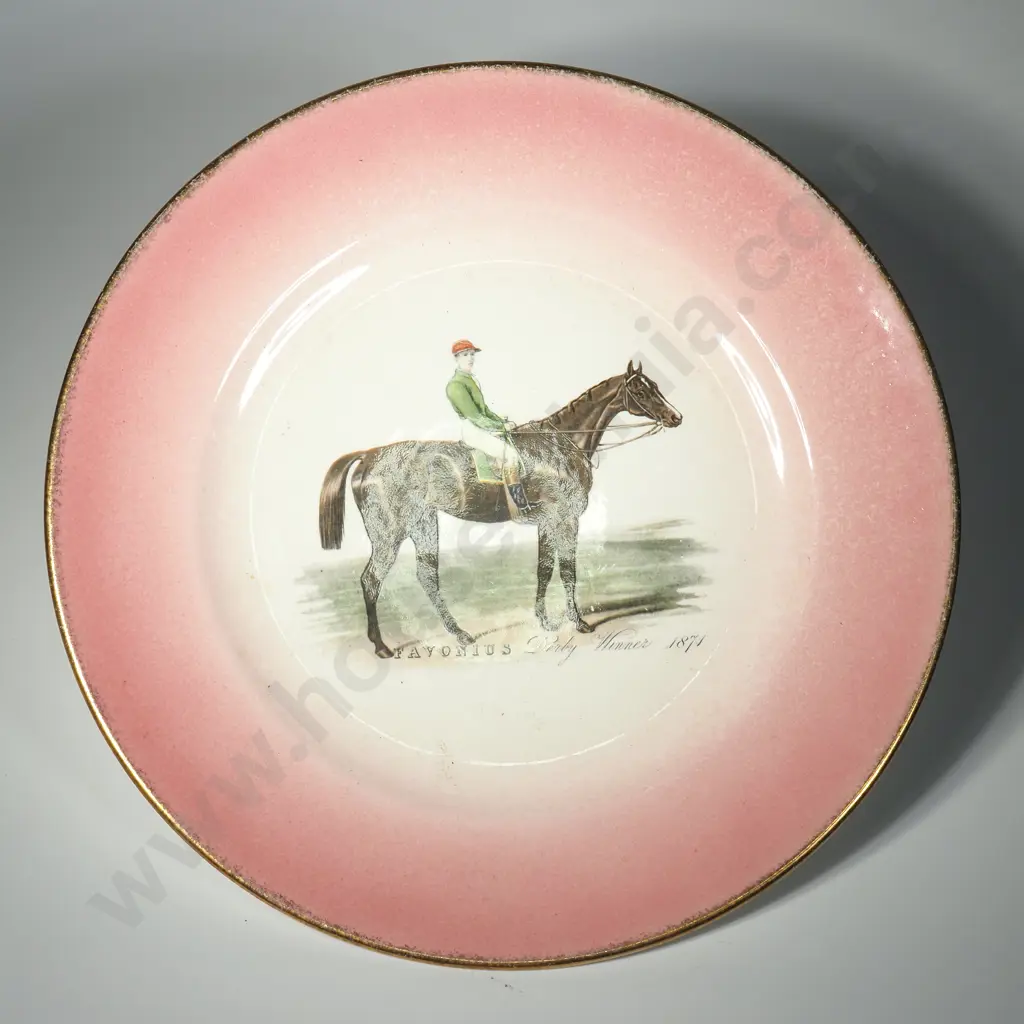 Unusual Crown Lynn Cabinet Plate illustrated w Favonius Derby Winner 1871 Image 1++