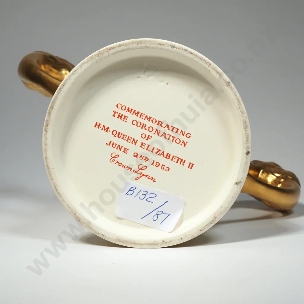 Hand Potted Crown Lynn Potteries Coronation Loving Cup Image 1++