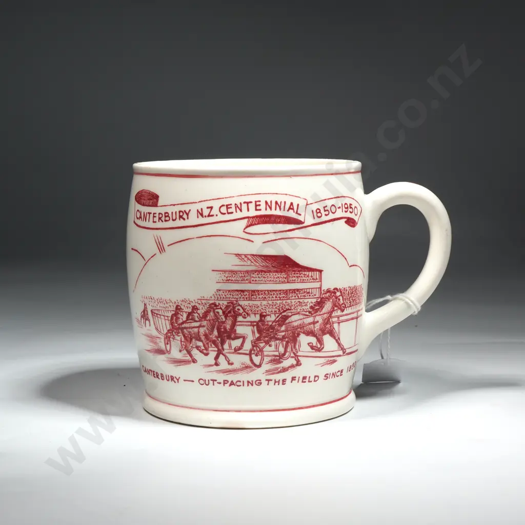 Canterbury N.Z Centennial 1850-1950 Mug Marked Crown Lynn Image 1++