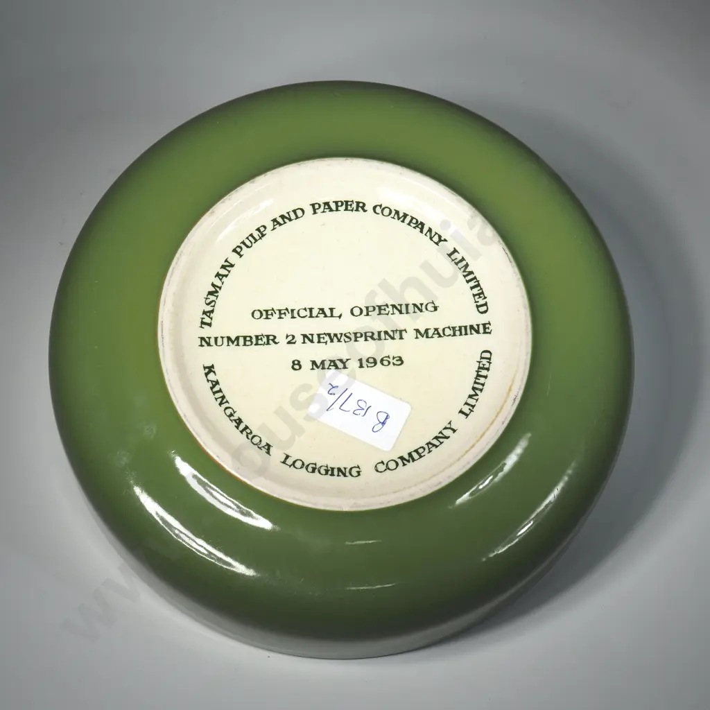 Crown Lynn Commemorative Bowl w  Sailing Ship & Stars,  for the 1963 Opening of the Tasman Pulp & Paper Mill Image 1++