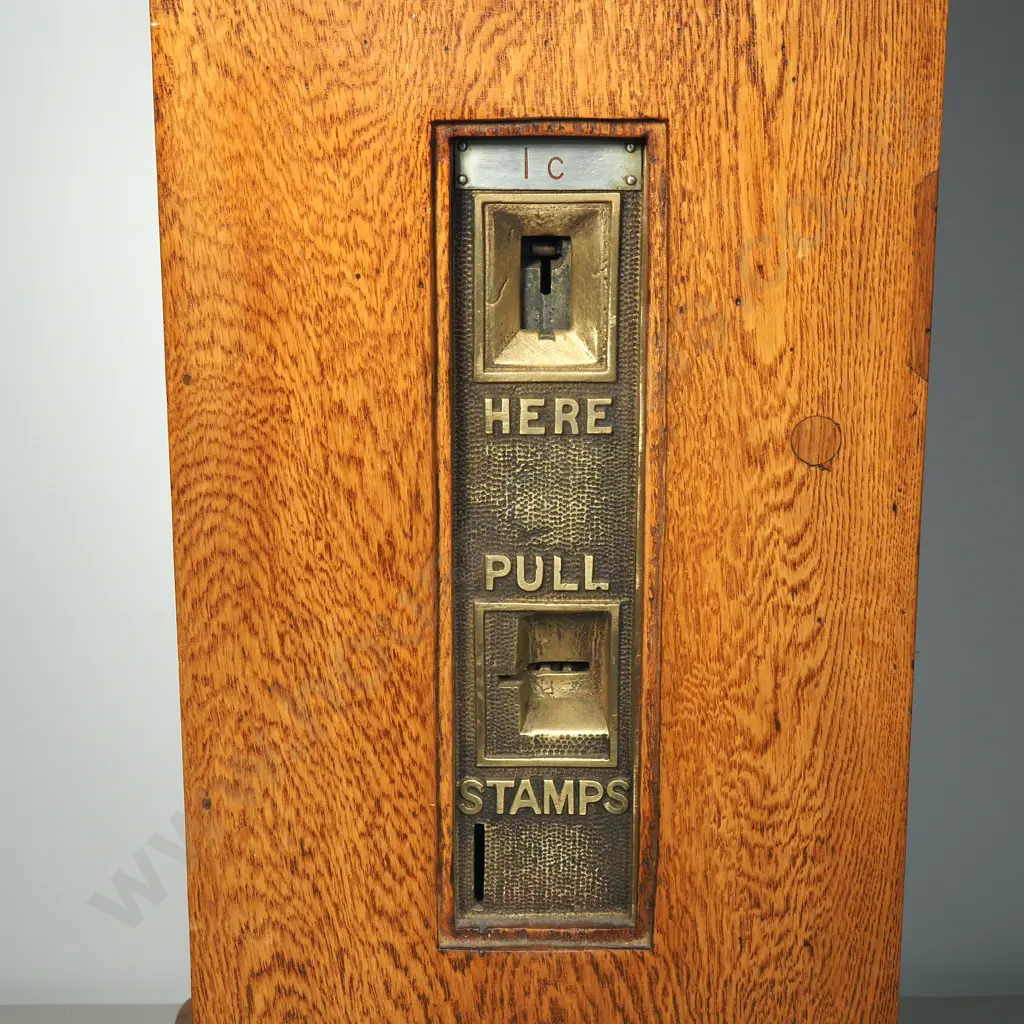 Vintage Oak Stamp Vending Machine Probably Manufactured by Post & Telegraph Department NZ Image 1++