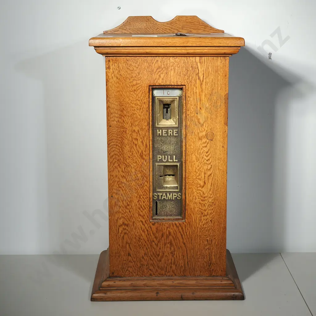 Vintage Oak Stamp Vending Machine Probably Manufactured by Post & Telegraph Department NZ Image 1++