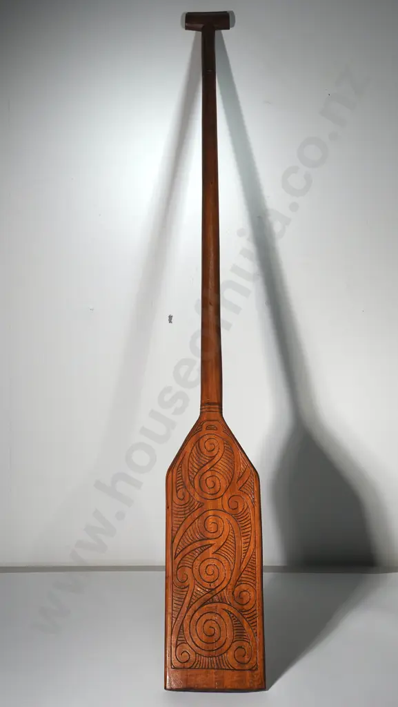 Vintage Folk Maori Carved Wooden Paddle Image 1++