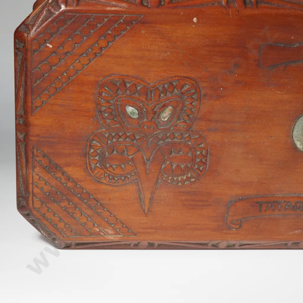 WW2 New Zealand Onward Carved Wooden Box Image 1++