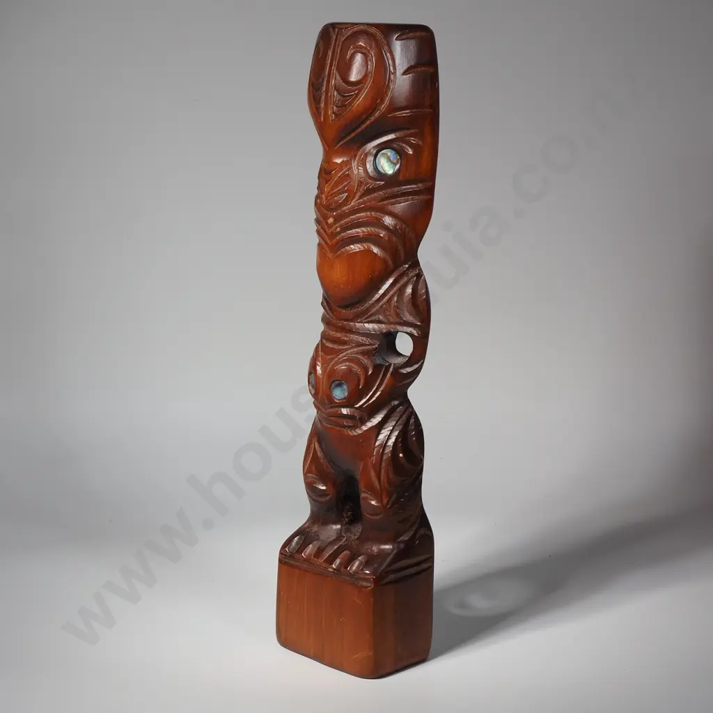 Hand Carved Traditional Maori Carved Figure Known As Tekoteko Representing Ngatoroirangi Image 1++