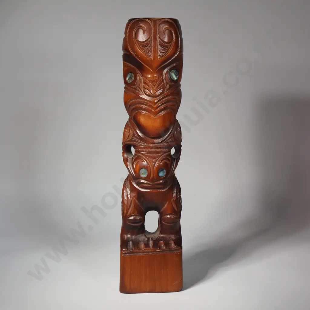 Hand Carved Traditional Maori Carved Figure Known As Tekoteko Representing Ngatoroirangi Image 1++