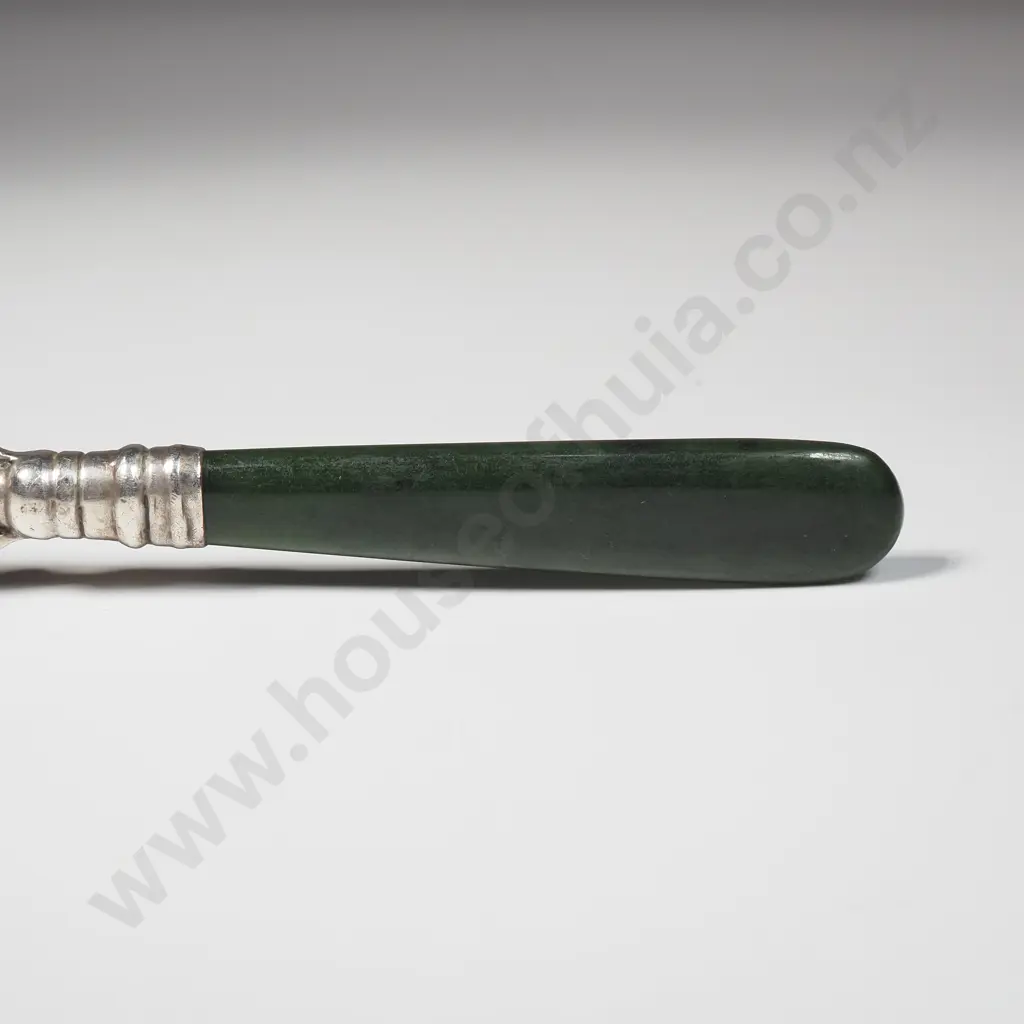 Sterling Silver Greenstone Butter Knife. Marked Sterling Image 1++