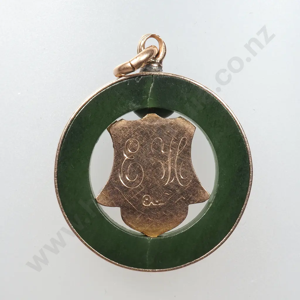 Colonial 9ct Gold Greenstone Spinner - Named Anne Carland Nursery Road Masterton Image 1++